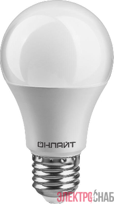 Лампа светодиодная 61 140 OLL-A60-10-230-6.5K-E27 10Вт грушевидная 6500К холод. бел. E27 1000лм 176-264В ОНЛАЙТ 61140
