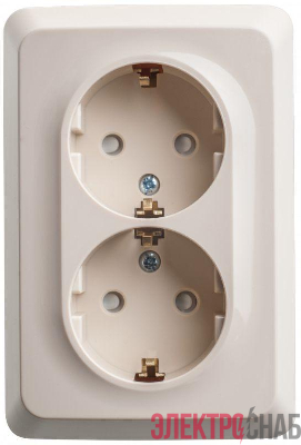 Розетка угловая 2-м ОП Этюд 16А IP20 250В с заземл. защ. шторки крем. SE PA16-108K