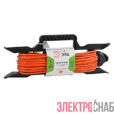 Удлинитель-шнур на рамке 1х10м без заземл. 10А IP20 UFx-1-2х1.0-10m ПВС 2х1 Эра Б0043039