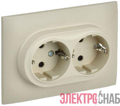 Розетка 2-м SKANDY 16А с заземл. защ. шторки в сборе SK-R07B беж. IEK SK-R24-16-K10-F