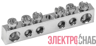 Шина PEN "земля-ноль" 6х9мм 6/1 Ni (6групп/крепеж по центру) IEK YNN10-06-100-N