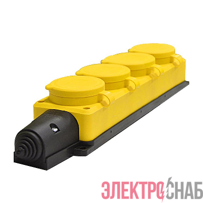 Колодка удлинителя 4-м 1ф с заглушками компакт каучук желт. Universal 3084