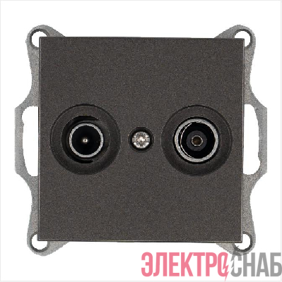 Розетка телевизионная оконечная TV + FM 2-м Ф9.5мм механизм мокко Jasmart G6204Z