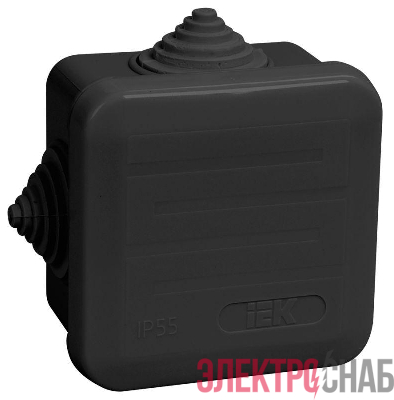 Коробка распаячная ОП 70х70х40 IP44 КМ41236 4 гермовводов черн. IEK UKO21-070-070-040-K02-44