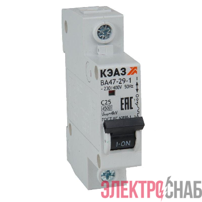 Выключатель автоматический модульный ВА47-29-1C50-УХЛ3 (4.5кА) КЭАЗ 318205