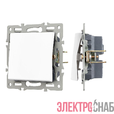 Механизм выключателя одноклавишный проходной SWT-MKP1-PL-WH (250В 16А) Arlight 043714