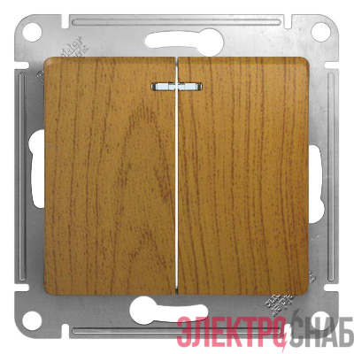 Выключатель 2-кл. СП Glossa 10А IP20 (сх. 5а) 10AX с подсветкой механизм дерево дуб SE GSL000553