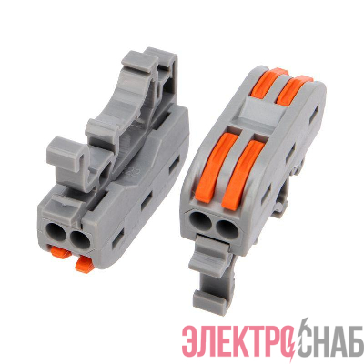 Клемма строительно-монтажная СМК проходная 222-422D 2п 0.08-4кв.мм с креплением на DIN-рейку сер. (уп.5шт) Rexant 07-5239-05