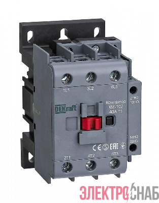 Контактор КМ-102 40А кат. 24В AC 1НО+1НЗ AC-3 AC-4 DEKraft 22317DEK