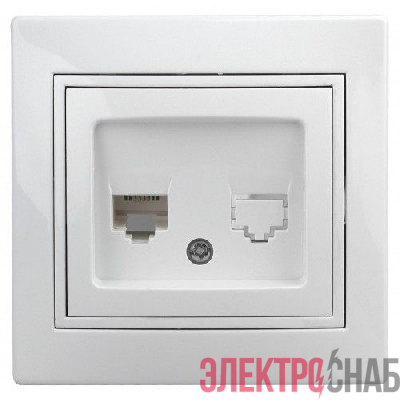 Розетка компьютерная 1-м СП Plano 1-303-01 RJ45 IP20 бел. Intro Б0027621