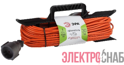 Удлинитель-шнур на рамке 1х30м без заземл. 6А IP20 UFx-1-2х0.75-30m ПВС 2х0.75 Эра Б0046822