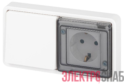 Блок розетка с выключателем Эксперт 11-7521-01 IP55 16А (10AX)-250В СУ бел. Эра Б0063261