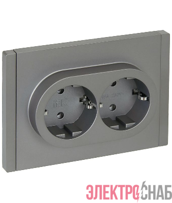Розетка 2-м СП FORTE&PIANO FP524 16А с заземл. без защ. шторок безвинт. крепл. сталь IEK FP-R21-16-1-K46