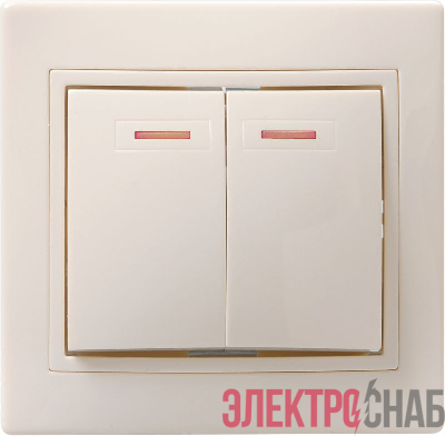 Выключатель 2-кл. СП Кварта 10А IP20 ВС10-2-1-ККм с индикацией крем. GENERICA EVK21-K33-10-DM