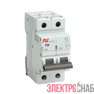 Выключатель автоматический модульный 2п C 20А 6кА AV-6 AVERES EKF mcb6-2-20C-av
