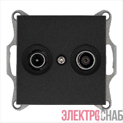 Розетка телевизионная оконечная TV + FM 2-м Ф9.5мм механизм антрацит Jasmart G6204B