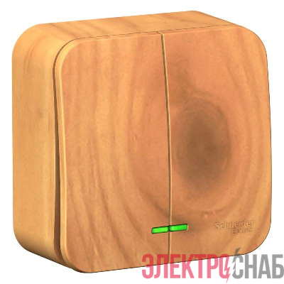 Выключатель 2-кл. ОП Blanca 10А IP20 (сх. 5) 250В с подсветкой ясень SE BLNVA105105