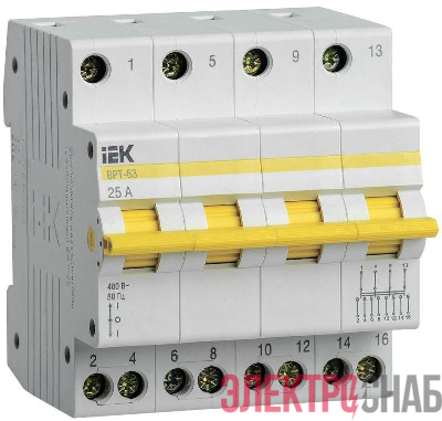 Выключатель-разъединитель трехпозиционный 4п ВРТ-63 25А IEK MPR10-4-025