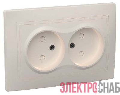 Розетка 2-м СП Кварта РСш12-2-ККм 10А IP20 без заземл. защ. шторки крем. GENERICA ERK20-K33-10-DM
