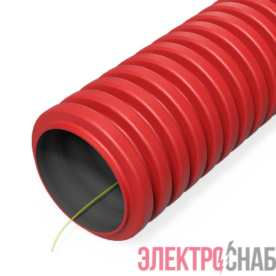 Труба гофрированная двустенная ПНД гибкая d32мм с протяжкой SN8 450 красн. (уп.50м) Промрукав PR15.0251