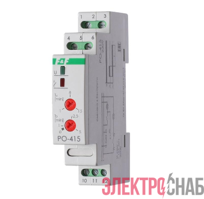 Реле времени PO-415 16А 230В 1 перекл. IP20 задержка выключ./управ. контактом монтаж на DIN-рейке F&F EA02.001.018