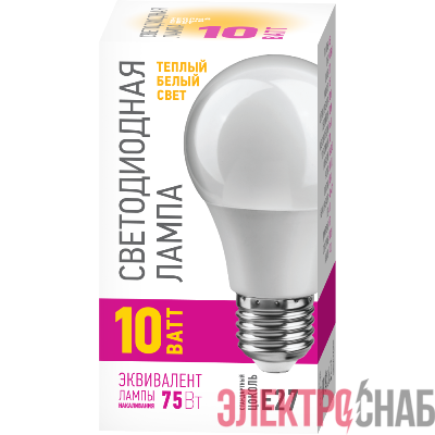Лампа светодиодная 82 910 OLL-A55-10-230-2.7K-E27-PROMO 10Вт грушевидная 2700К E27 220-240В ОНЛАЙТ 82910