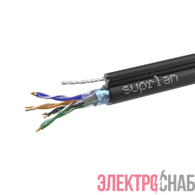 Кабель витая пара F/UTP кат.5E 4х2х24AWG solid Cu PE Out. T-FG8 Median трос 305м (м) SUPRLAN 01-1035-1