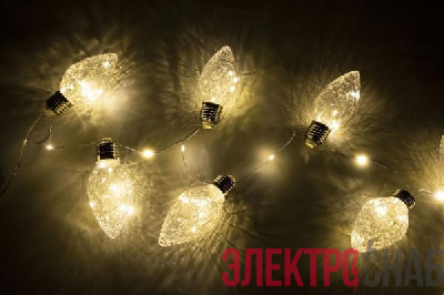 Гирлянда светодиодная "Ягоды" LDM50WW-BO-BS 1.5м 50LED тепл. бел. 0.6Вт IP20 элементы питания 3хAA SHLights 4690601047441