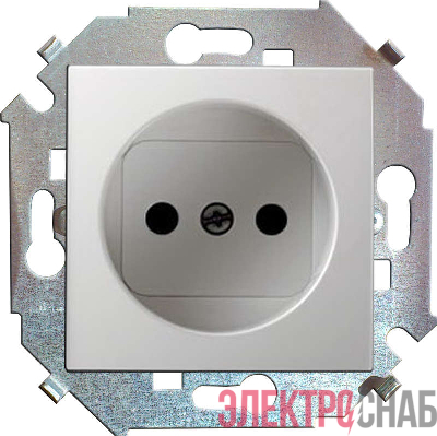 Розетка 1-м СП Simon 15 16А IP20 250В без заземл. защ. шторки винтов. клеммы механизм бел. Simon 1591444-030