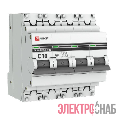 Выключатель автоматический модульный 4п C 10А 4.5кА ВА 47-63 PROxima EKF mcb4763-4-10C-pro