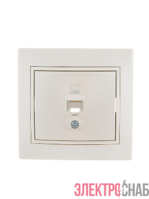 Розетка компьютерная 1-м СП Mira RJ45 16А IP20 со вставкой жемчуж./бел. перламутр. LEZARD 701-3030-139