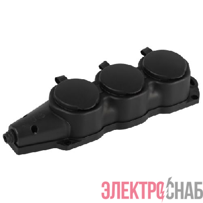 Колодка 3-м с заземл. 16A IP44 KX-3e-B-IP44 каучук. черн. Эра Б0068453
