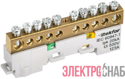 Шина PE &quot;земля&quot; неизол. на универс. держ. 8х12-10-Ж TEKFOR IEK TF-NN20-10-DL-K05