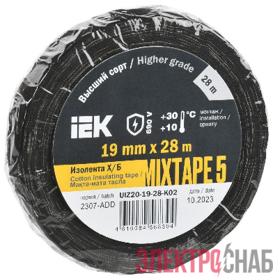 Изолента Х/Б 19мм 28м MIXTAPE 5 IEK UIZ20-19-28-K02