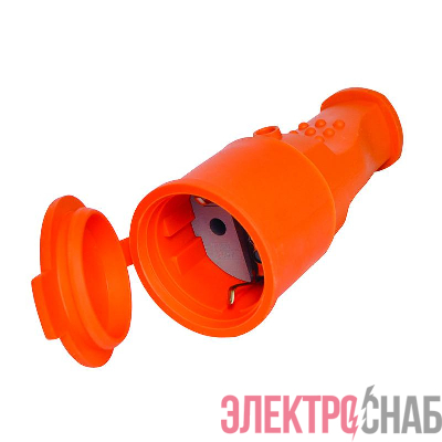 Разъем штепсельный 16А IP44 250В (еврослот) с заземл. каучук оранж. Universal 3038