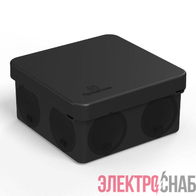 Коробка распределительная ОП 80х80х40мм двухкомпонентн. безгалоген. (HF) для прямого монтажа черн. Промрукав 60-0210-9005