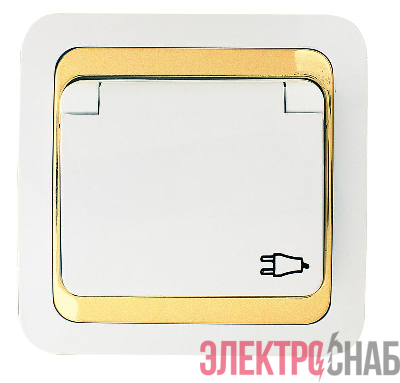 Розетка Mimoza с заземл. и крышкой с зол. вставкой Makel 12229