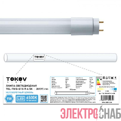 Лампа светодиодная 9Вт линейная T8 6500К G13 176-264В (TKL) TOKOV ELECTRIC TKL-T8/G-G13-9-6.5K