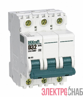 Выключатель автоматический модульный 3п D 32А 4.5кА ВА-101 DEKraft 11129DEK