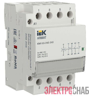 Контактор модульный KMR 63А 24В AC/DC 2НО 2НЗ ARMAT IEK AR-KMR20-063-22-024