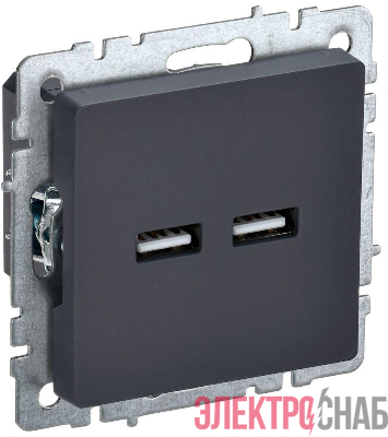 Розетка BRITE USB A+A 3.1А РЮ10-1-БрГ механизм графит IEK BR-U21-D31-K53