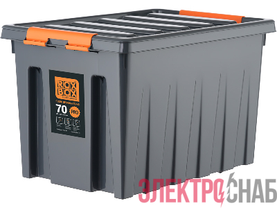 Ящик 589х396х355 мм с крышкой и клипсами, на роликах, PRO,  антрацит Rox Box PRO 70Д Rox Box PRO 70Д