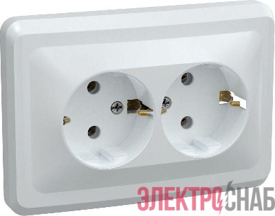 Розетка 2-м СП Вега РС12-3-ВБ с заземл. контактом без защ. шторок 16А бел. GENERICA ERV21-K01-16-DM