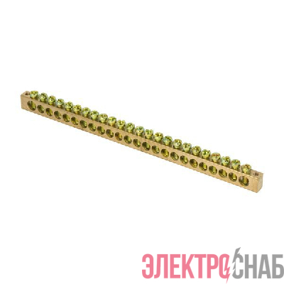 Шина PEN "ноль-земля" 8х12 24 отвер. латунь крепеж по краям PROxima EKF sn0-125-24-k