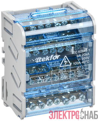 Шины на DIN-рейку (кросс-модуль) ШНК 4х7 3L+PEN TEKFOR IEK TF-DN10-4-07-100