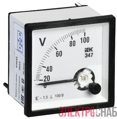 Вольтметр Э47 72х72мм 100В кл. точн. 1.5 IEK IPV10-6-0100-E