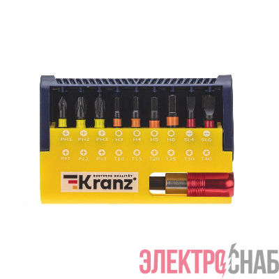 Набор бит с магнитным держателем пластиковый кейс 19 шт Kranz KR-92-0465