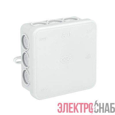 Коробка распределительная 75х75х35мм IP55 A11 12 кабельных вводов свет. сер. OBO 2000342