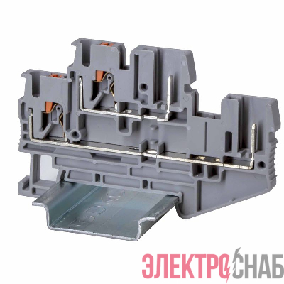 Клемма двухуровневая проходная под вставной штекер зажим push-in; 4 точки подключения; 2.5кв.мм сер. DKC VPRTT-2.5-2P