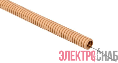 Труба гофрированная ПВХ d25мм с протяжкой сосна (уп.25м) ELASTA IEK ET-TG21-121-025-025-K34